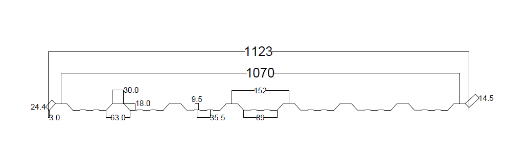Trapezni lim TR-18 tehnički crtež